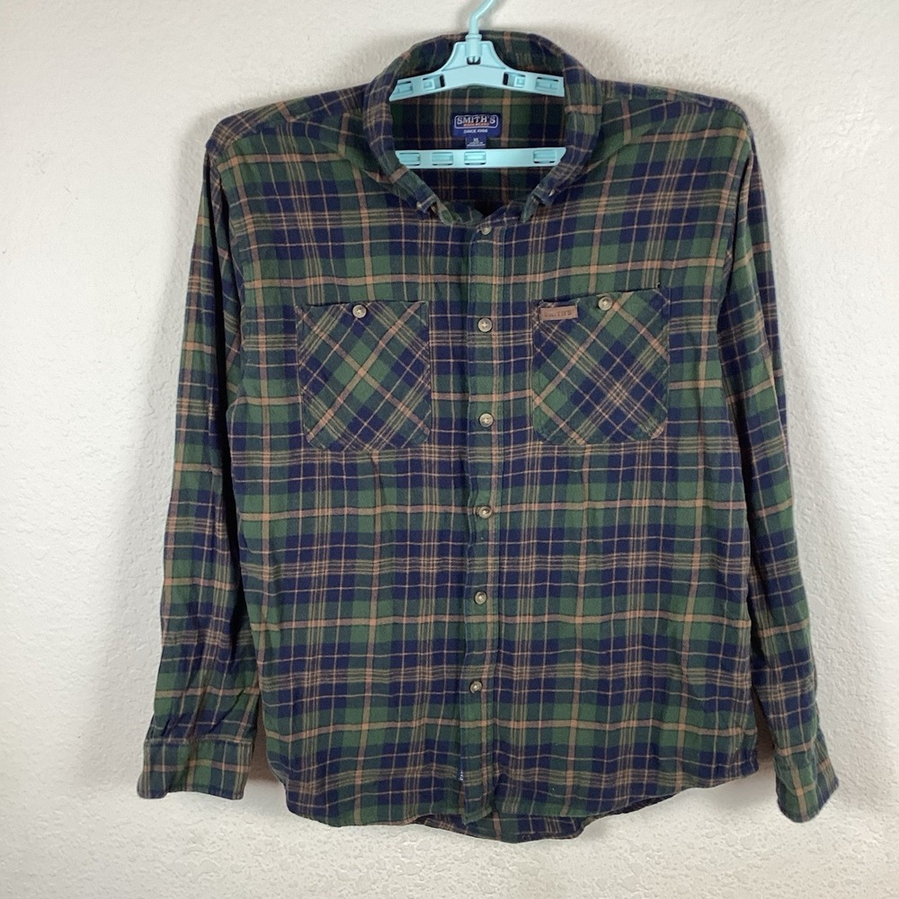 Smiths Workwear Mens Button Up Shirt Sz XL Long Sleeve Plaid Pilling Good